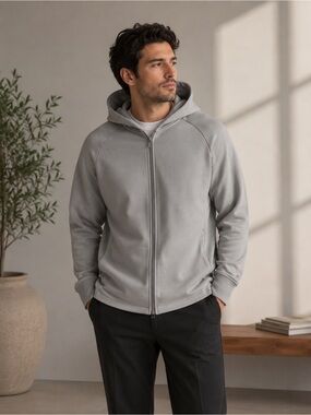 Trajectory Full Zip Hoodie Men’s Large Gray Minimalist Athleisure Sweatshirt